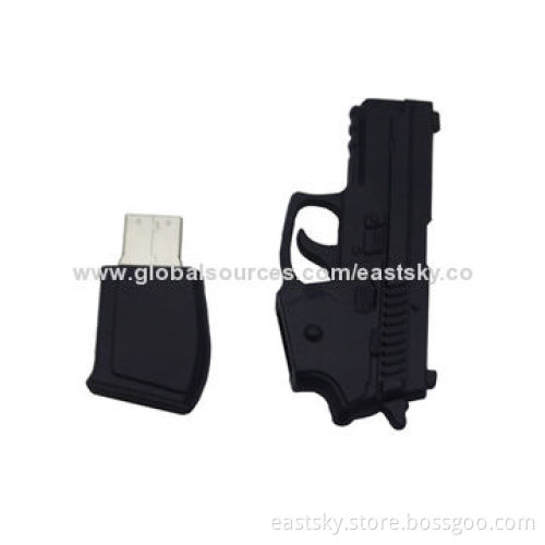 Custom Gun-shaped USB drive, made of soft PVC material, OEM orders welcomed